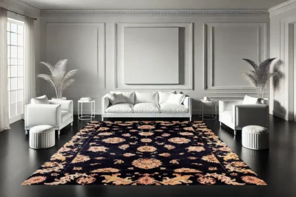 Midnight Blooms Washable Rug Midnight Blooms Washable Rug