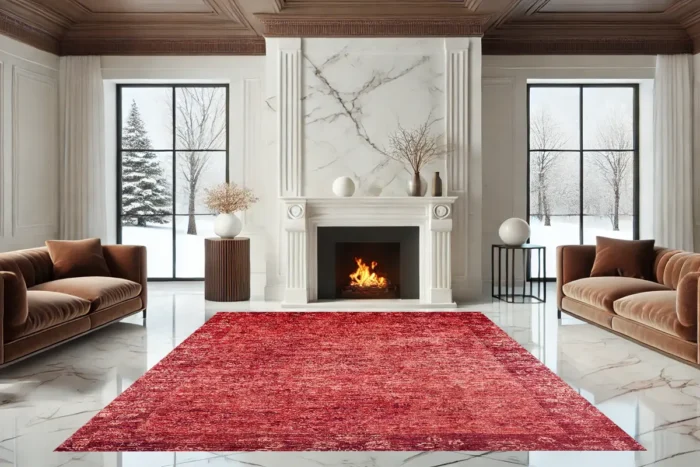 Crimson Veil Washable Rug - Image 2