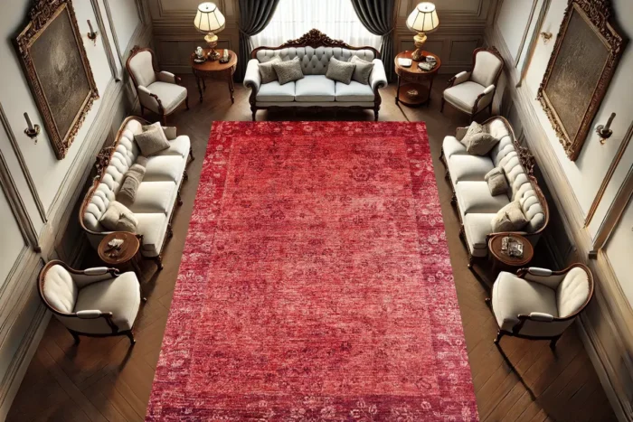 Crimson Veil Washable Rug - Image 3