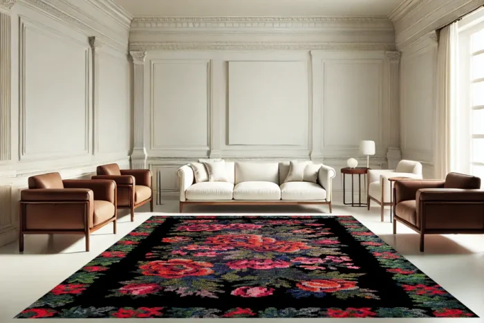 Midnight Rose Symphony Washable Rug - Image 4