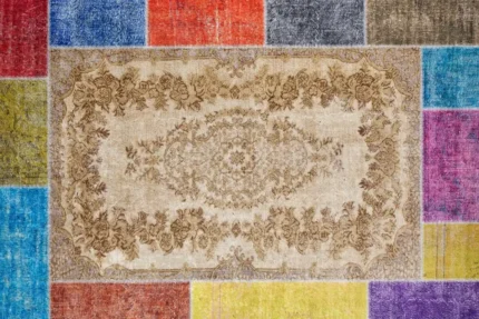 Golden Harmony Mosaic Washable Rug Golden Harmony Mosaic Washable Rug