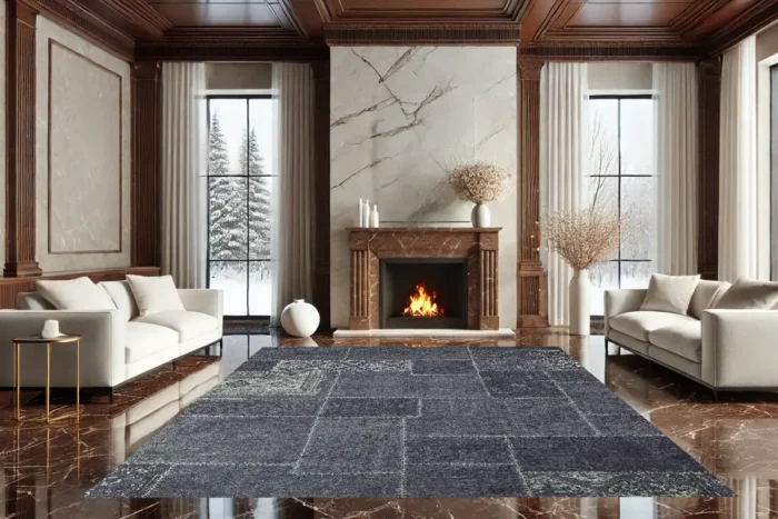 Midnight Patchwork Washable Rug - Image 2