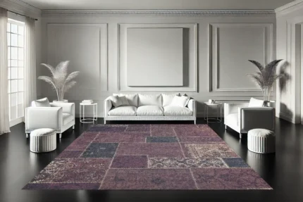 Crimson Patchwork Washable Rug Crimson Patchwork Washable Rug