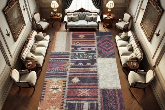 Antique Patchwork Washable Rug - Image 3