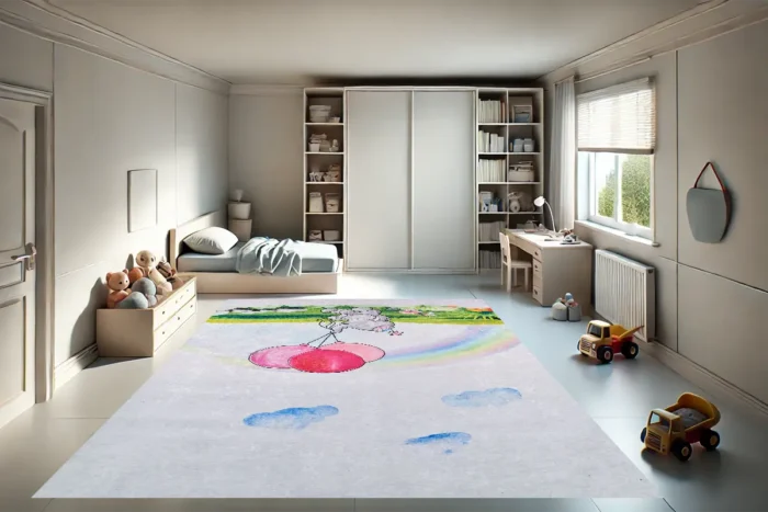 Elephant's Rainbow Journey Washable Rug - Image 2