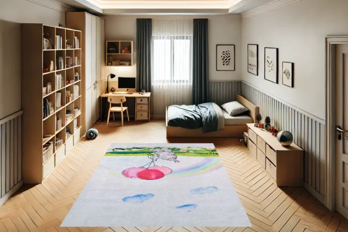 Elephant's Rainbow Journey Washable Rug - Image 3