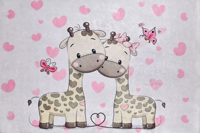 Giraffe Love Washable Rug - Image 1