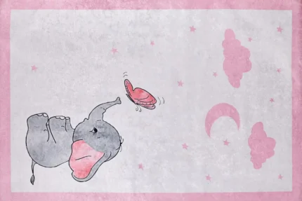 Dreamy Elephant Pink Washable Rug Dreamy Elephant Pink Washable Rug