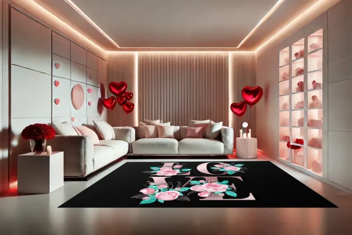 Rose Gold Love Washable Rug - Image 3