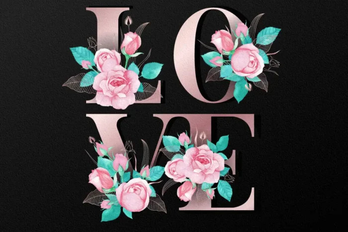 Rose Gold Love Washable Rug - Image 1