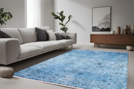 Rustic Blue Symphony Washable Rug Rustic Blue Symphony Washable Rug