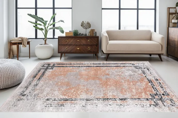 Terracotta Frame Washable Rug - Image 2