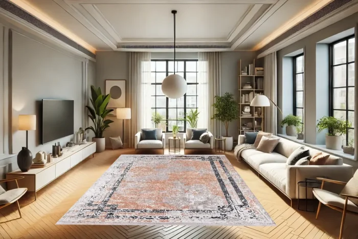 Terracotta Frame Washable Rug - Image 4