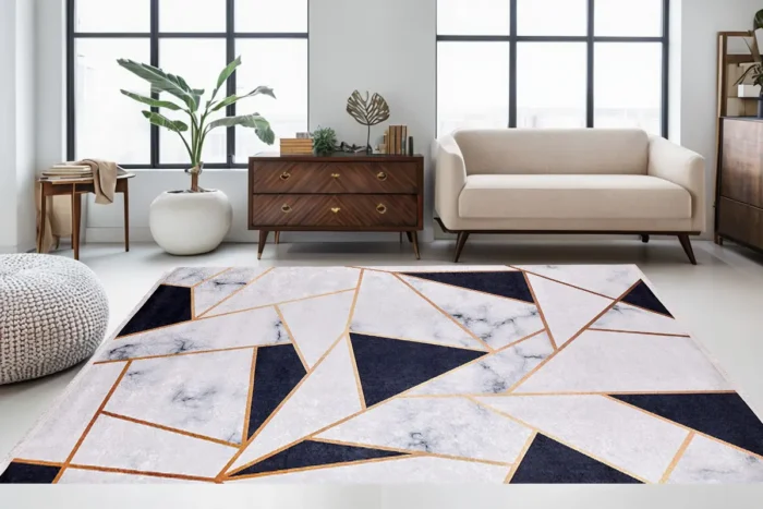 Modern Marble Washable Rug - Image 2