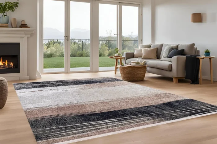 Earthy Stripes Washable Rug - Image 2