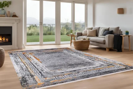 Greek Revival Border Washable Rug Greek Revival Border Washable Rug