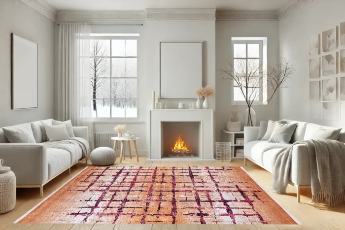 Abstract Grid Design Washable Rug - Image 4