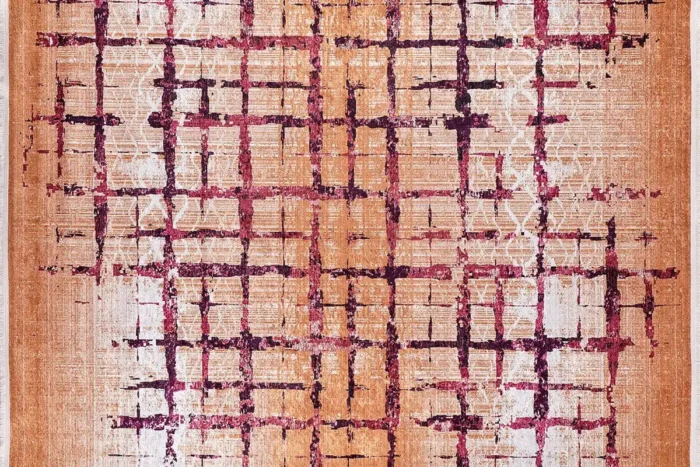 Abstract Grid Design Washable Rug - Image 1
