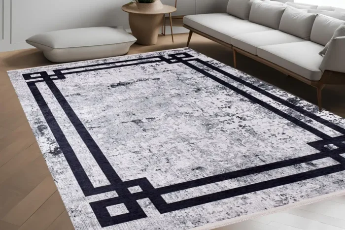 Geometric Modern Border Washable Rug - Image 4