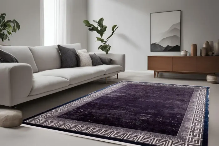 Luxurious Greek Key Border Washable Rug - Image 2