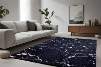 Midnight Marble Elegance Washable Rug Midnight Marble Elegance Washable Rug