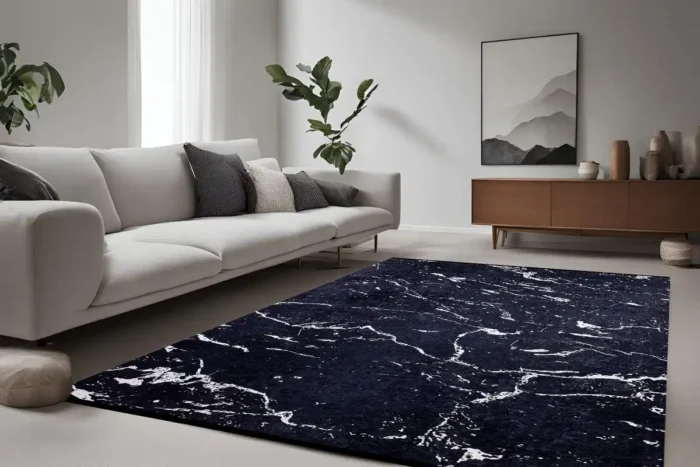 Midnight Marble Elegance Washable Rug - Image 2