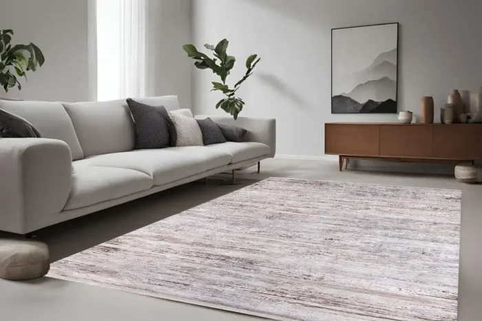 Rustic Striped Texture Area Washable Rug - Image 2