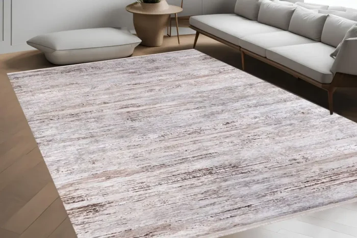 Rustic Striped Texture Area Washable Rug - Image 4