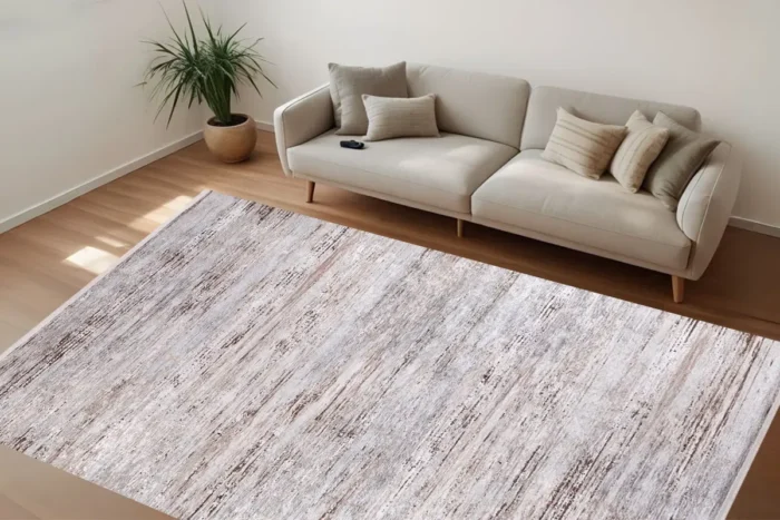 Rustic Striped Texture Area Washable Rug - Image 3