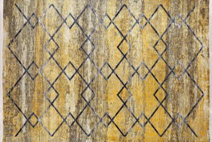 Golden Geometric Harmony Area Washable Rug Golden Geometric Harmony Area Washable Rug