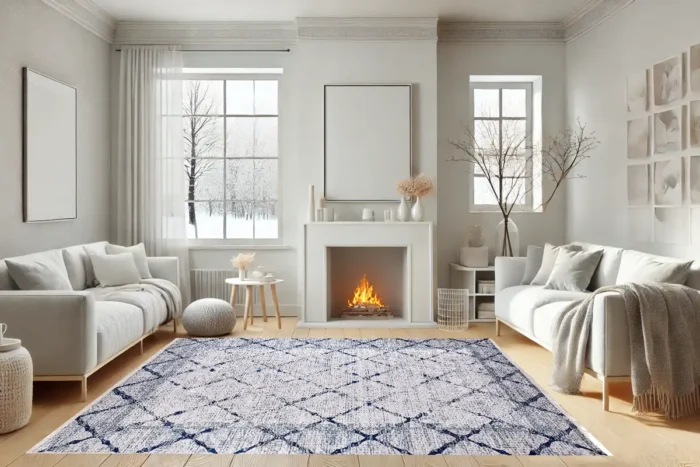 Indigo Lattice Washable Rug - Image 4