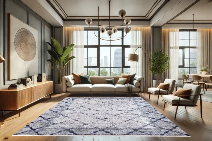 Indigo Lattice Washable Rug - Image 3