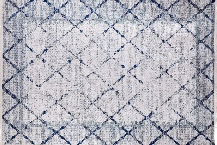 Indigo Lattice Washable Rug - Image 1