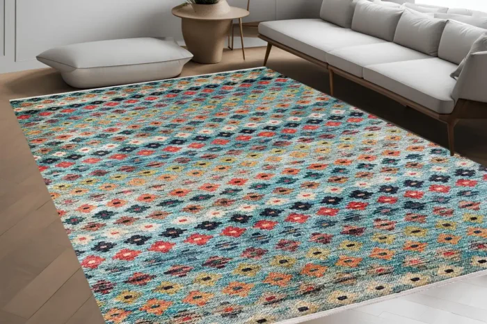 Colorful Bohemian Diamond Washable Rug - Image 4