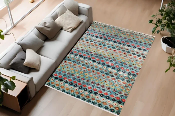 Colorful Bohemian Diamond Washable Rug - Image 3