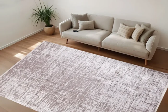 Contemporary Neutral Textured Washable Rug - Image 3