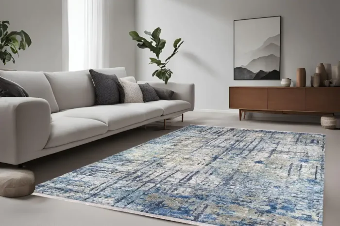 Modern Abstract Plaid Washable Rug - Image 2