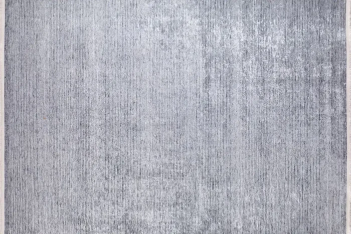 Minimalist Textured Gray Area Washable Rug - Image 1