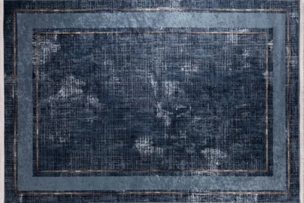 Navy Textured Border Area Washable Rug Navy Textured Border Area Washable Rug