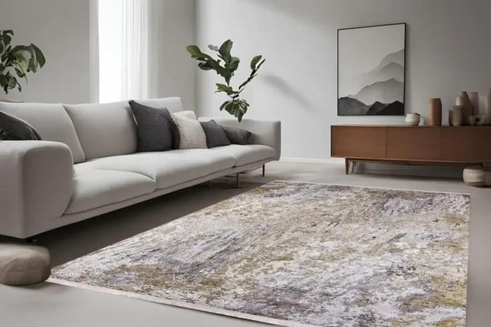 Abstract Earth-Tone Area Washable Rug - Image 2