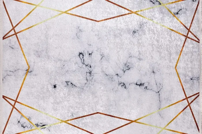 Geometric Marble Effect Area Washable Rug - Image 1