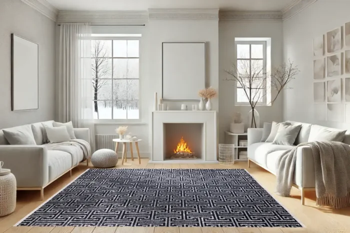 Black Maze Washable Rug - Image 4