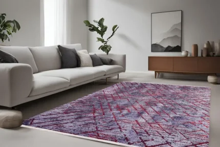 Crimson Grid Washable Rug Crimson Grid Washable Rug