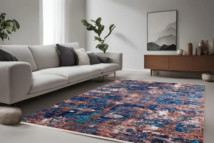 Rustic Abstract Washable Rug - Image 2
