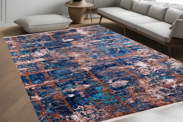 Rustic Abstract Washable Rug - Image 4