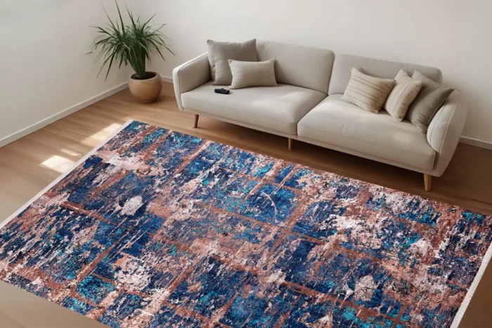 Rustic Abstract Washable Rug - Image 3
