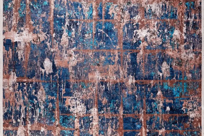 Rustic Abstract Washable Rug - Image 1