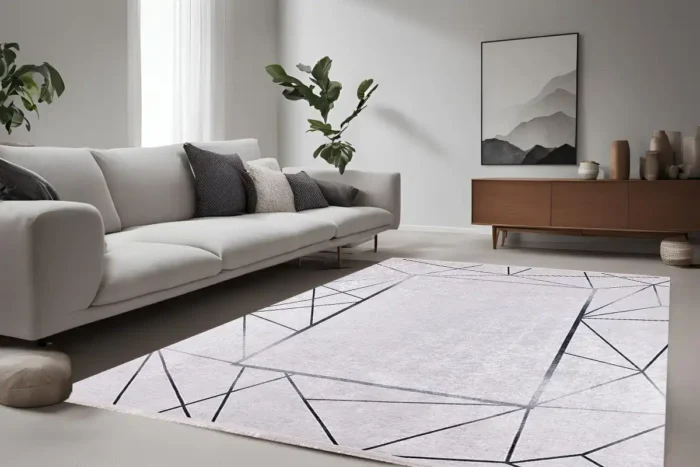 Minimalist Geometric Washable Rug - Image 2