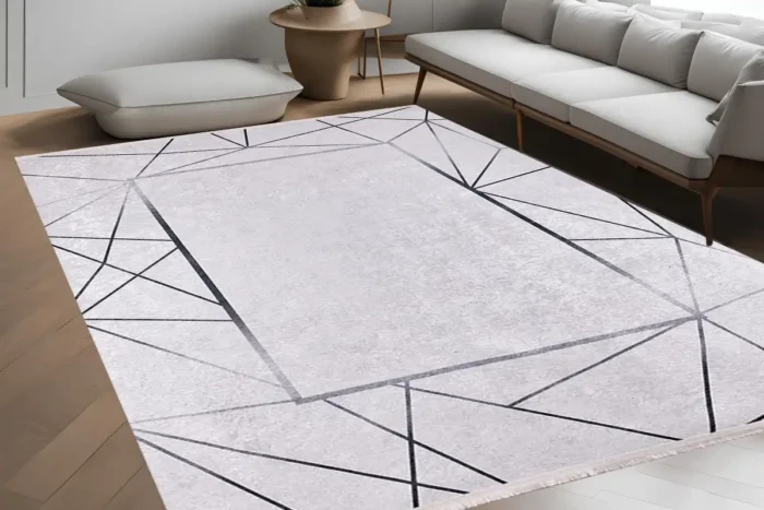 Minimalist Geometric Washable Rug - Image 4