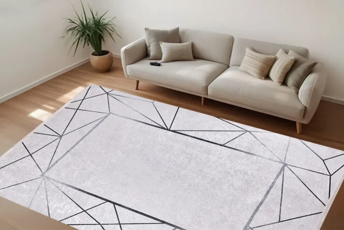 Minimalist Geometric Washable Rug - Image 3